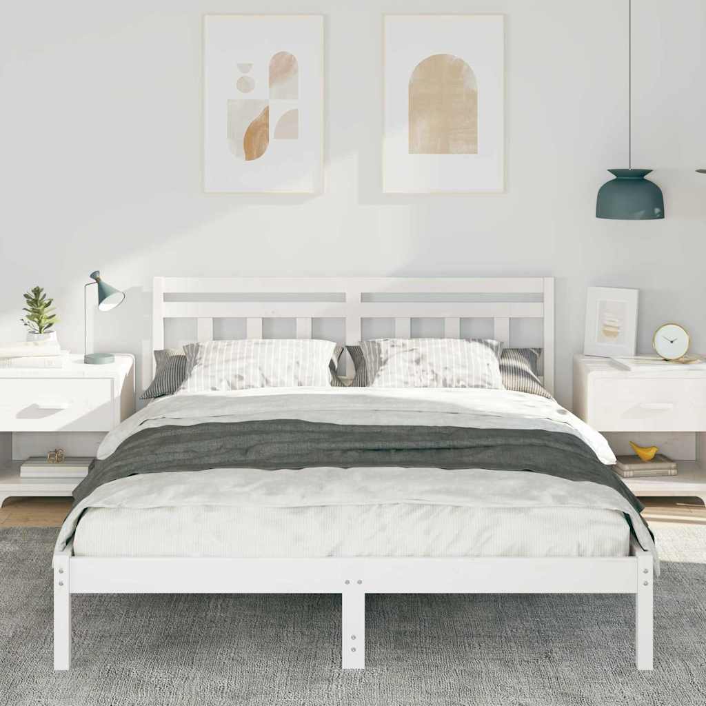 vidaXL Ramka łóżka Biały 150 x 200 cm Lite drewno sosnowe