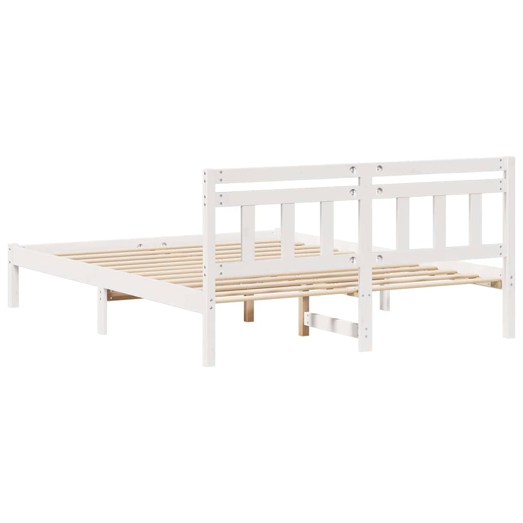 vidaXL Ramka łóżka Biały 150 x 200 cm Lite drewno sosnowe