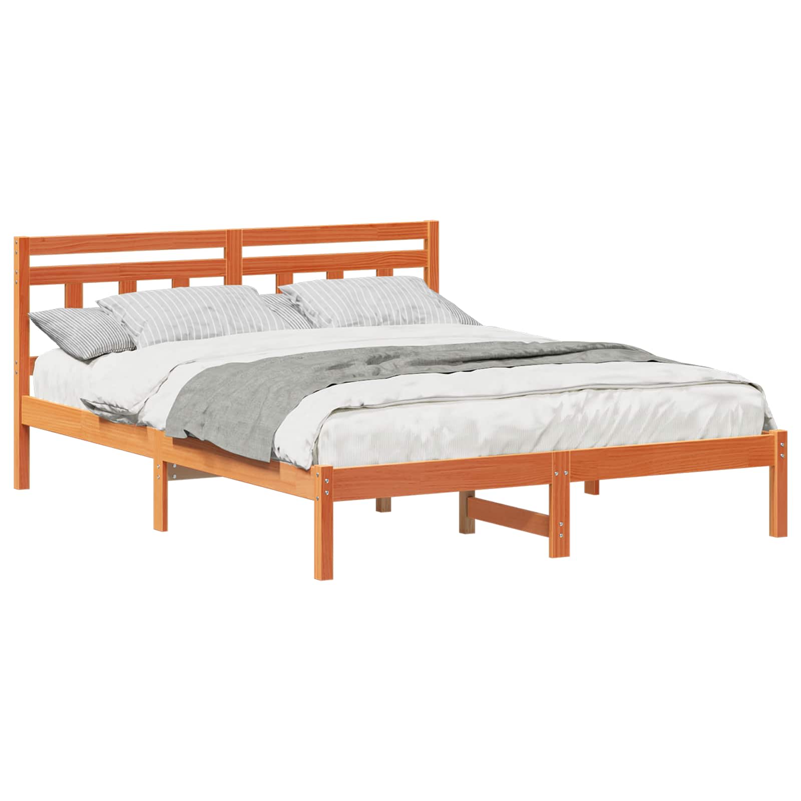 vidaXL Ramka łóżka Brązowy 150 x 200 cm Lite drewno sosnowe