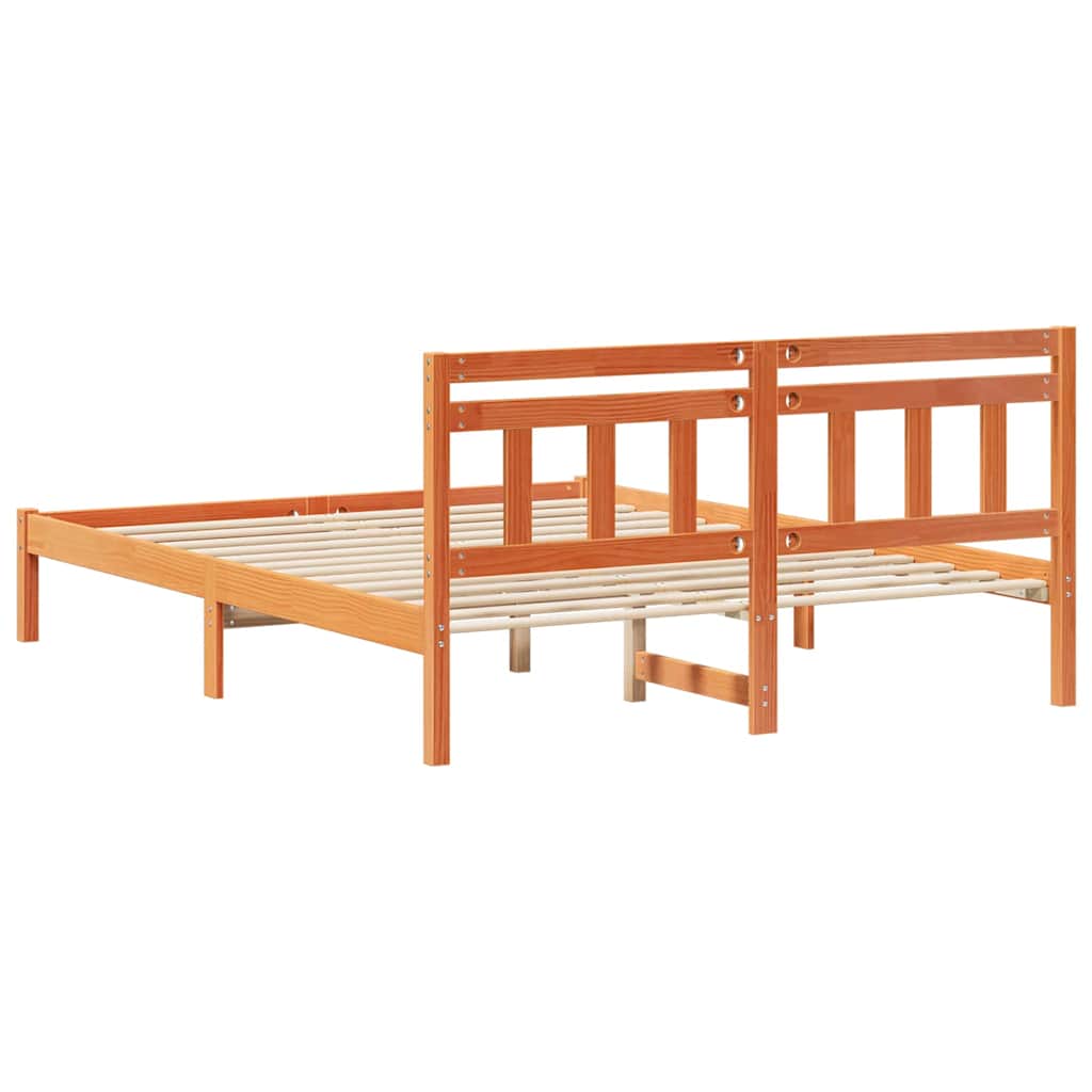 vidaXL Ramka łóżka Brązowy 150 x 200 cm Lite drewno sosnowe