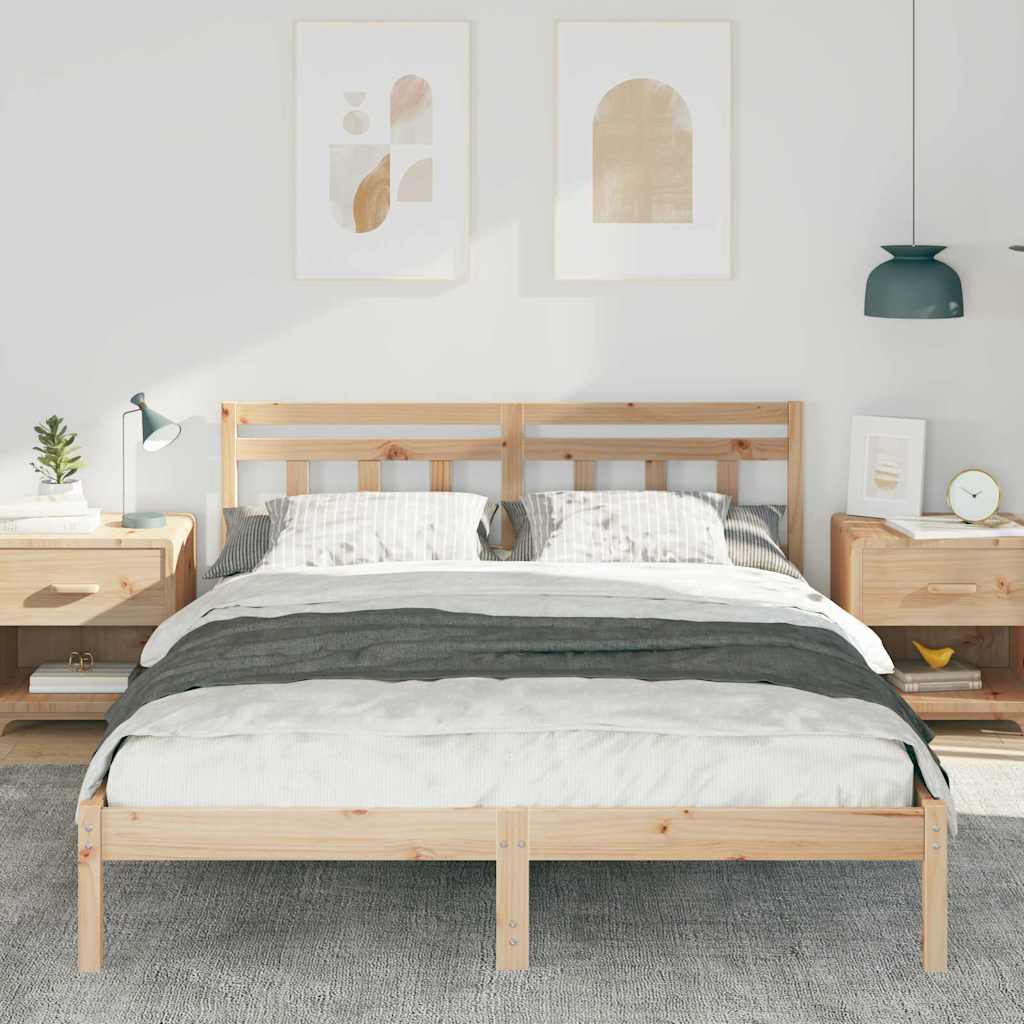 vidaXL Ramka łóżka Brązowy 140 x 200 cm Lite drewno sosnowe