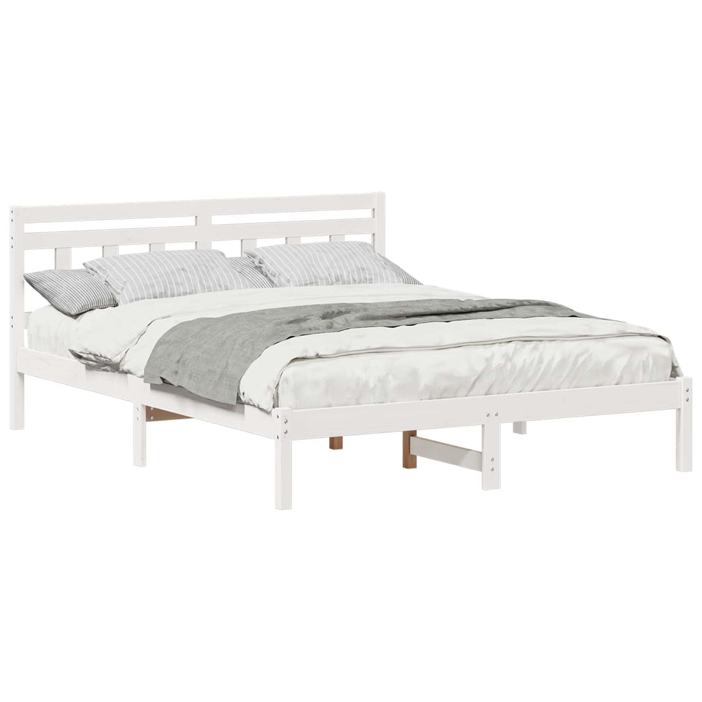 vidaXL Ramka łóżka Biały 140 x 200 cm Lite drewno sosnowe