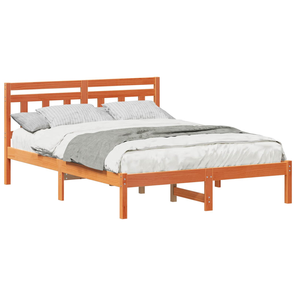 vidaXL Ramka łóżka Brązowy 120 x 200 cm Lite drewno sosnowe