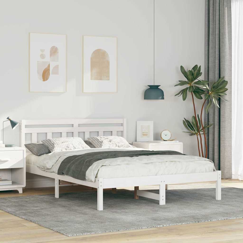 vidaXL Ramka łóżka Biały 120 x 190 cm Lite drewno sosnowe