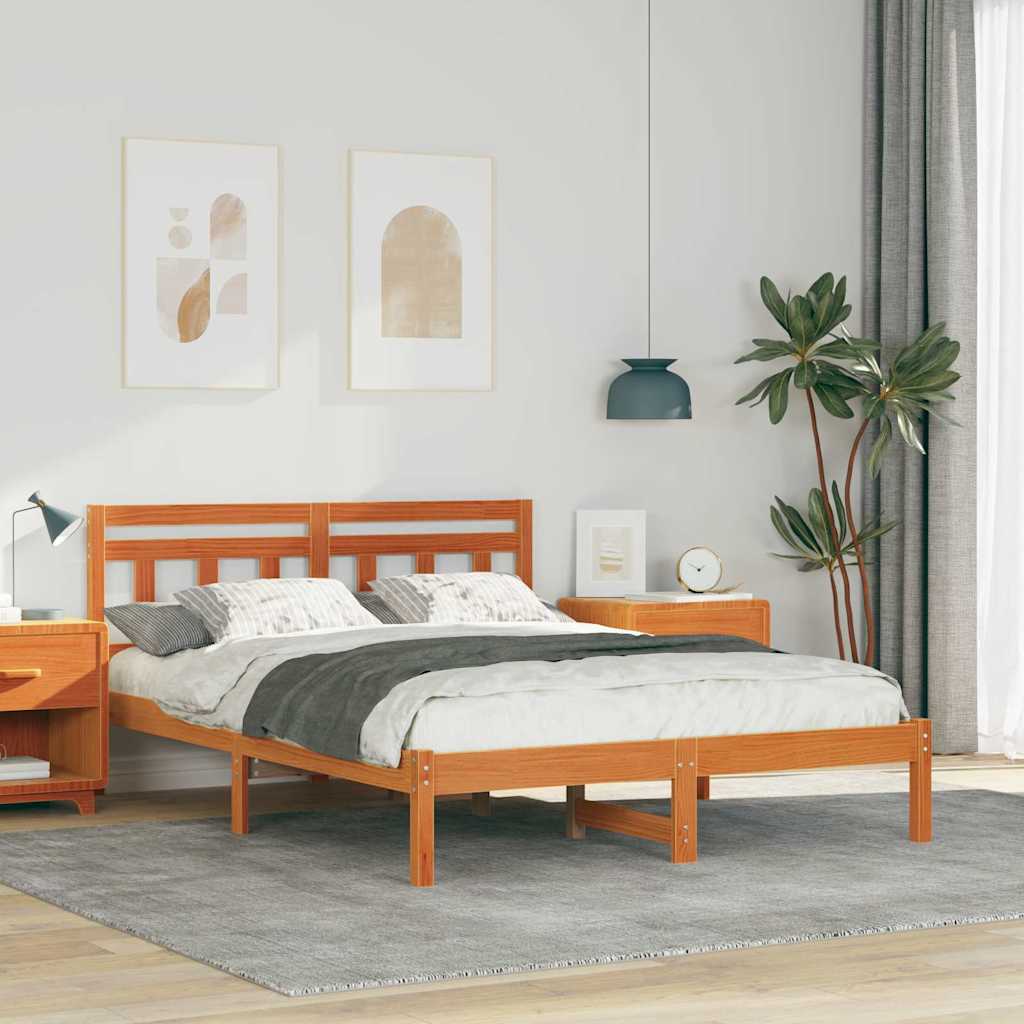 vidaXL Ramka łóżka Brązowy 120 x 190 cm Lite drewno sosnowe