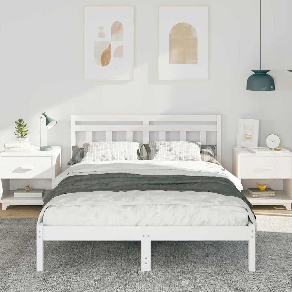 vidaXL Ramka łóżka Biały 140 x 190 cm Lite drewno sosnowe