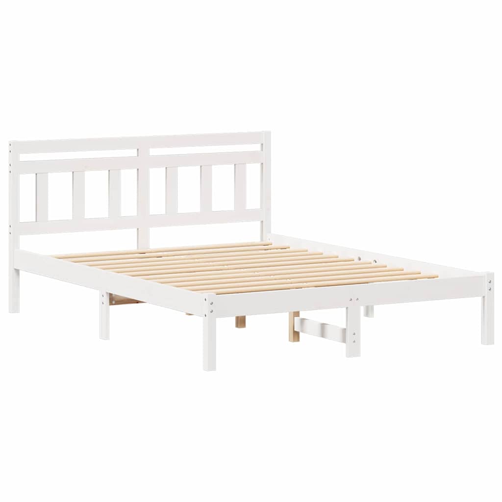 vidaXL Ramka łóżka Biały 140 x 190 cm Lite drewno sosnowe