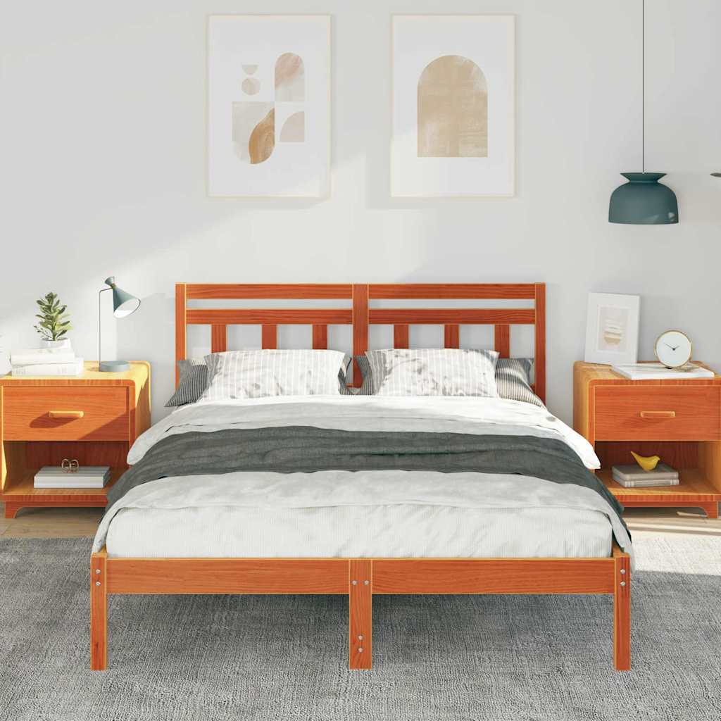vidaXL Ramka łóżka Brązowy 140 x 190 cm Lite drewno sosnowe