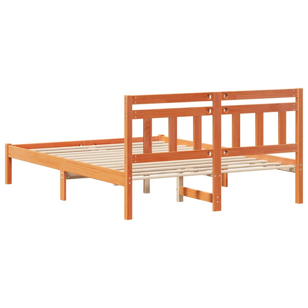 vidaXL Ramka łóżka Brązowy 140 x 190 cm Lite drewno sosnowe