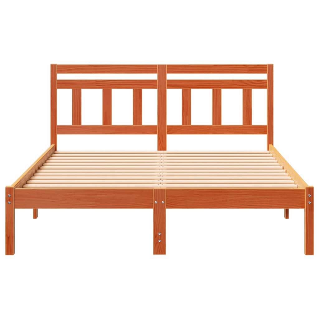 vidaXL Ramka łóżka Brązowy 140 x 190 cm Lite drewno sosnowe