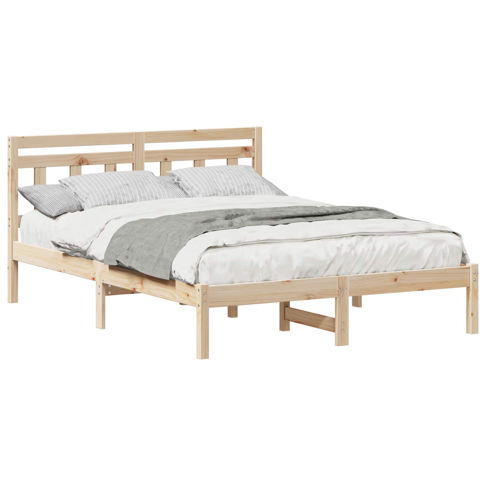 vidaXL Ramka łóżka Brązowy 135 x 190 cm Lite drewno sosnowe