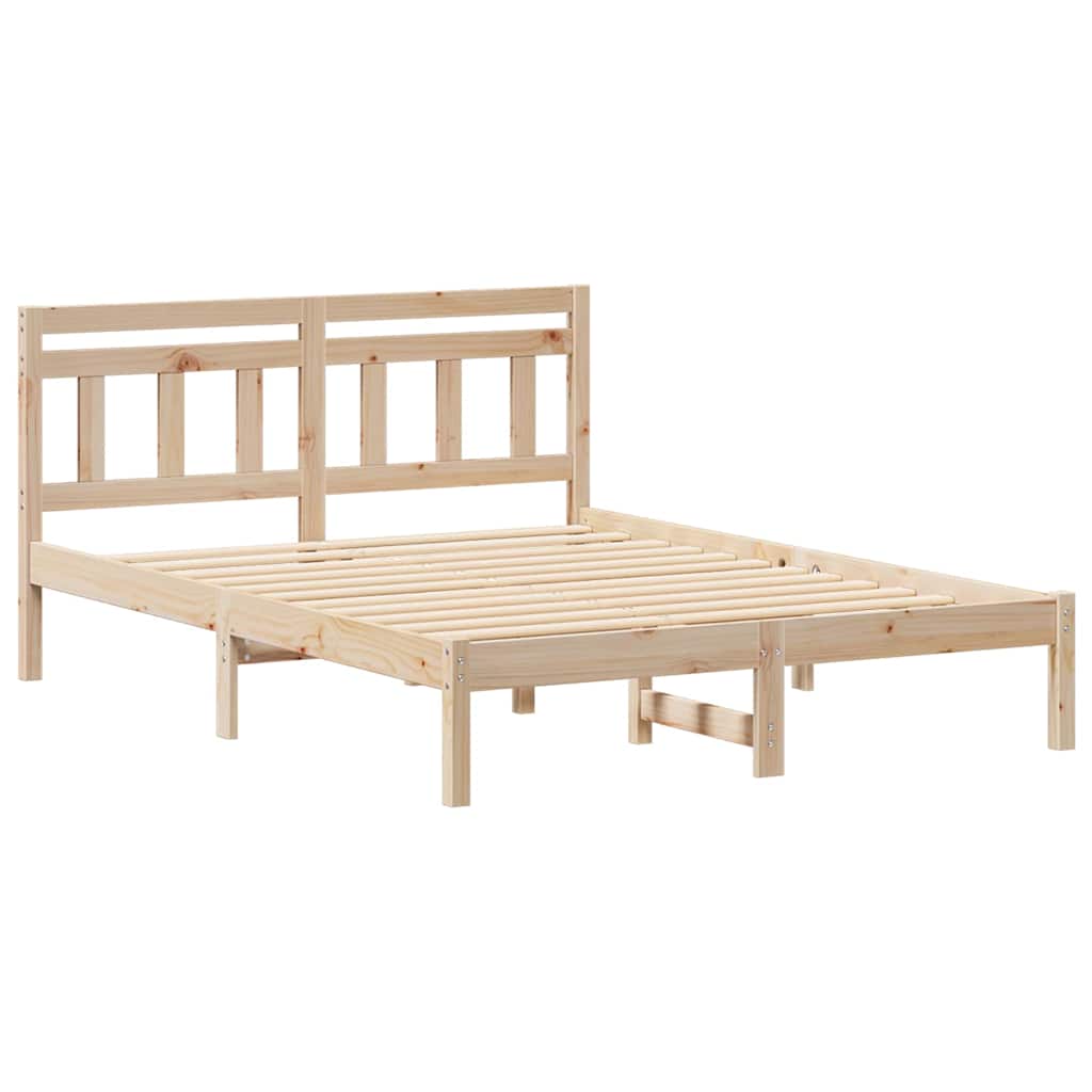 vidaXL Ramka łóżka Brązowy 135 x 190 cm Lite drewno sosnowe