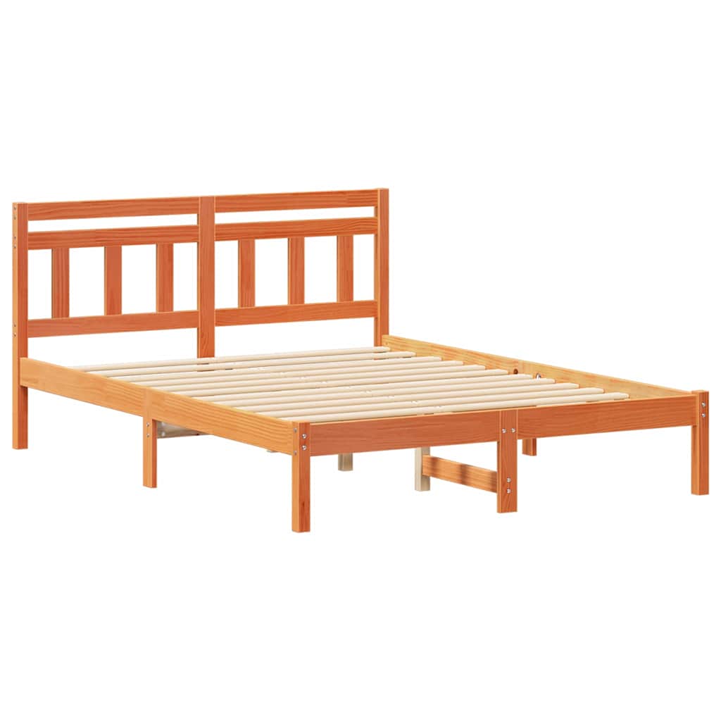 vidaXL Ramka łóżka Brązowy 135 x 190 cm Lite drewno sosnowe