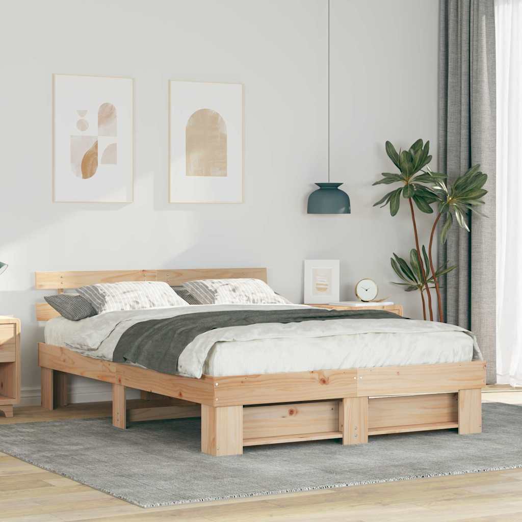 vidaXL Ramka łóżka Brązowy 160 x 200 cm Lite drewno sosnowe