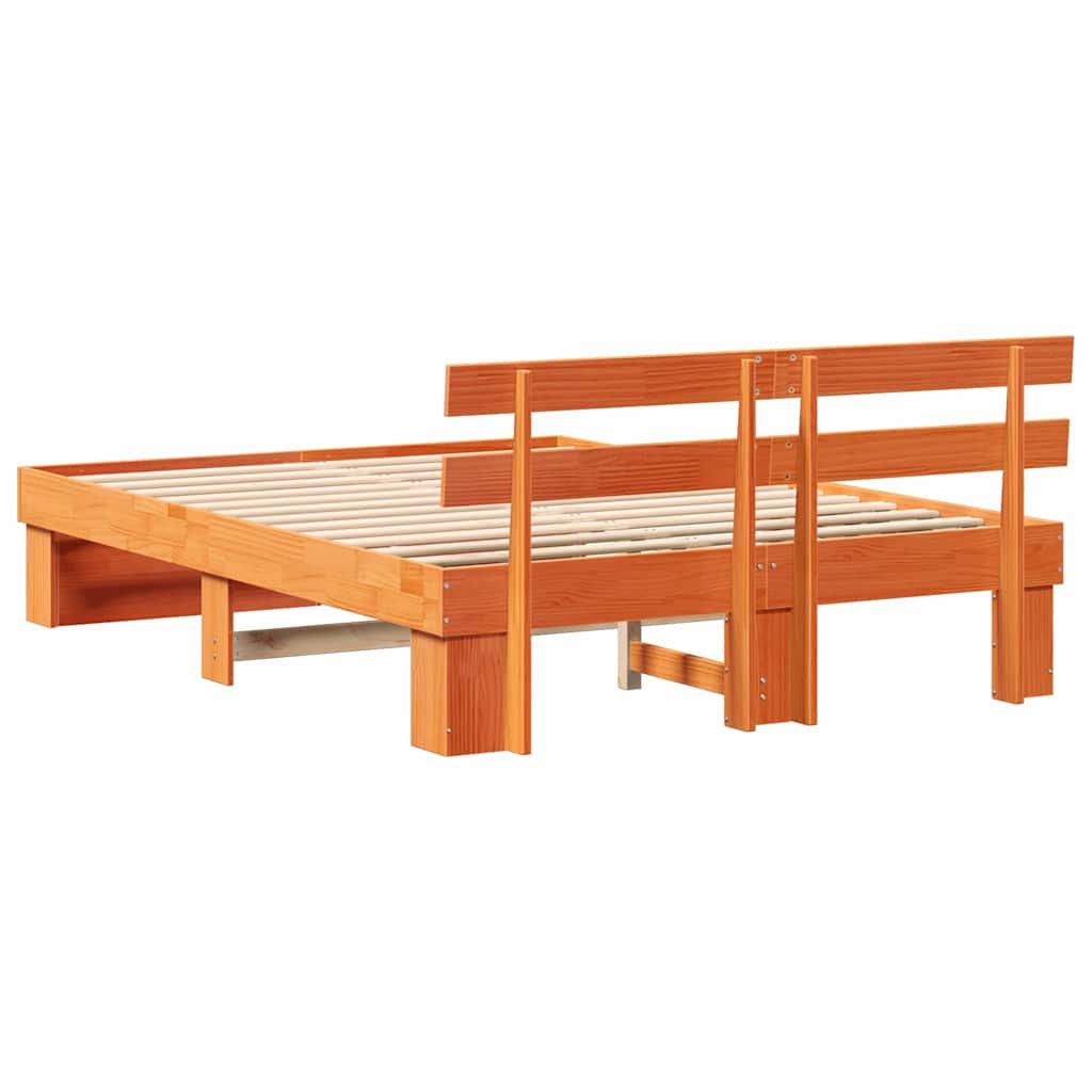 vidaXL Ramka łóżka Woskowy Brąz 150 x 200 cm Lite drewno sosnowe