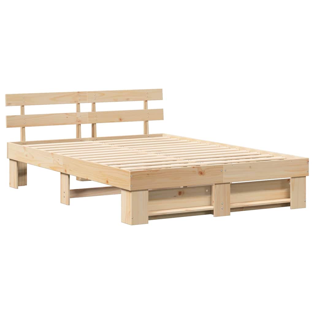 vidaXL Ramka łóżka Brązowy 140 x 200 cm Lite drewno sosnowe