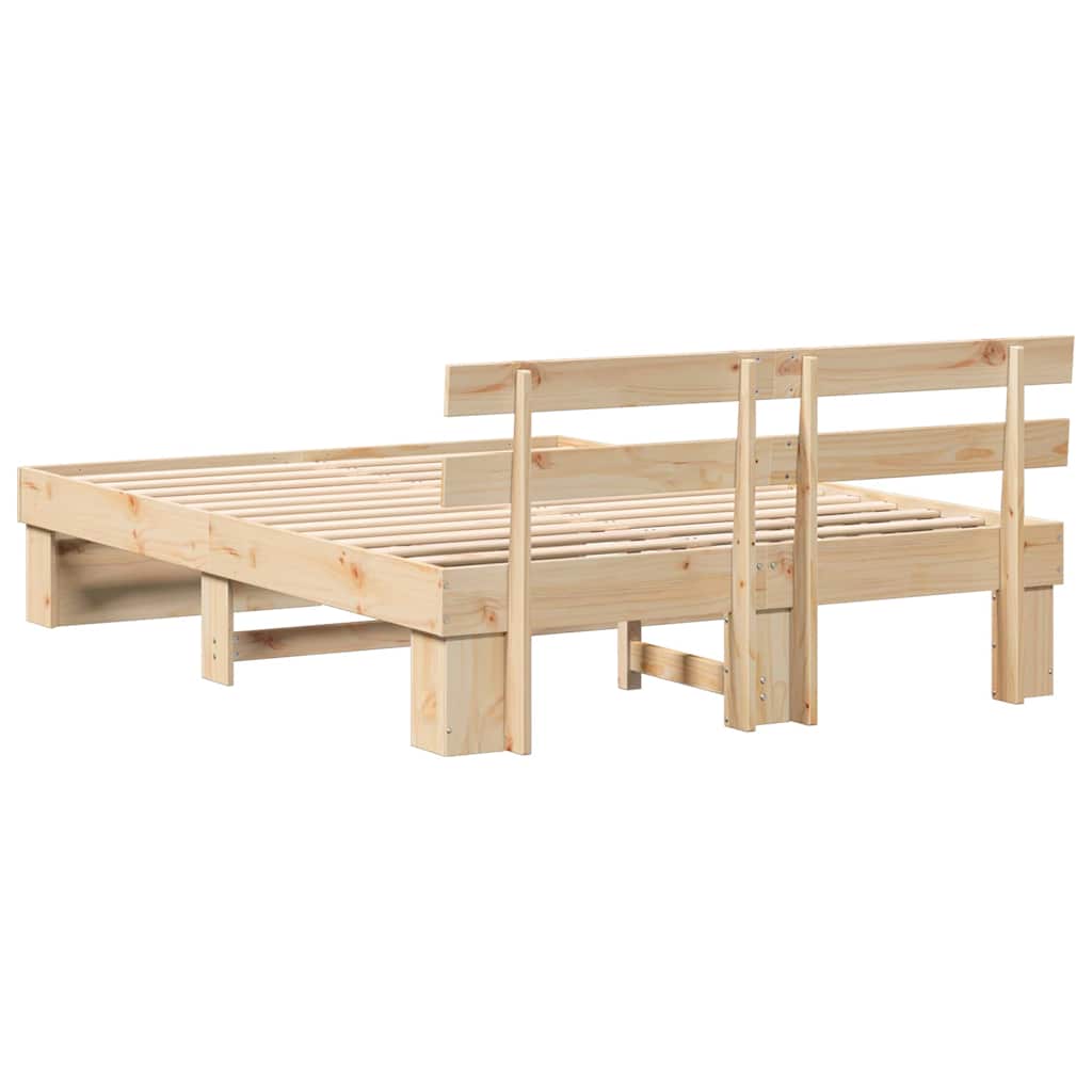 vidaXL Ramka łóżka Brązowy 140 x 200 cm Lite drewno sosnowe