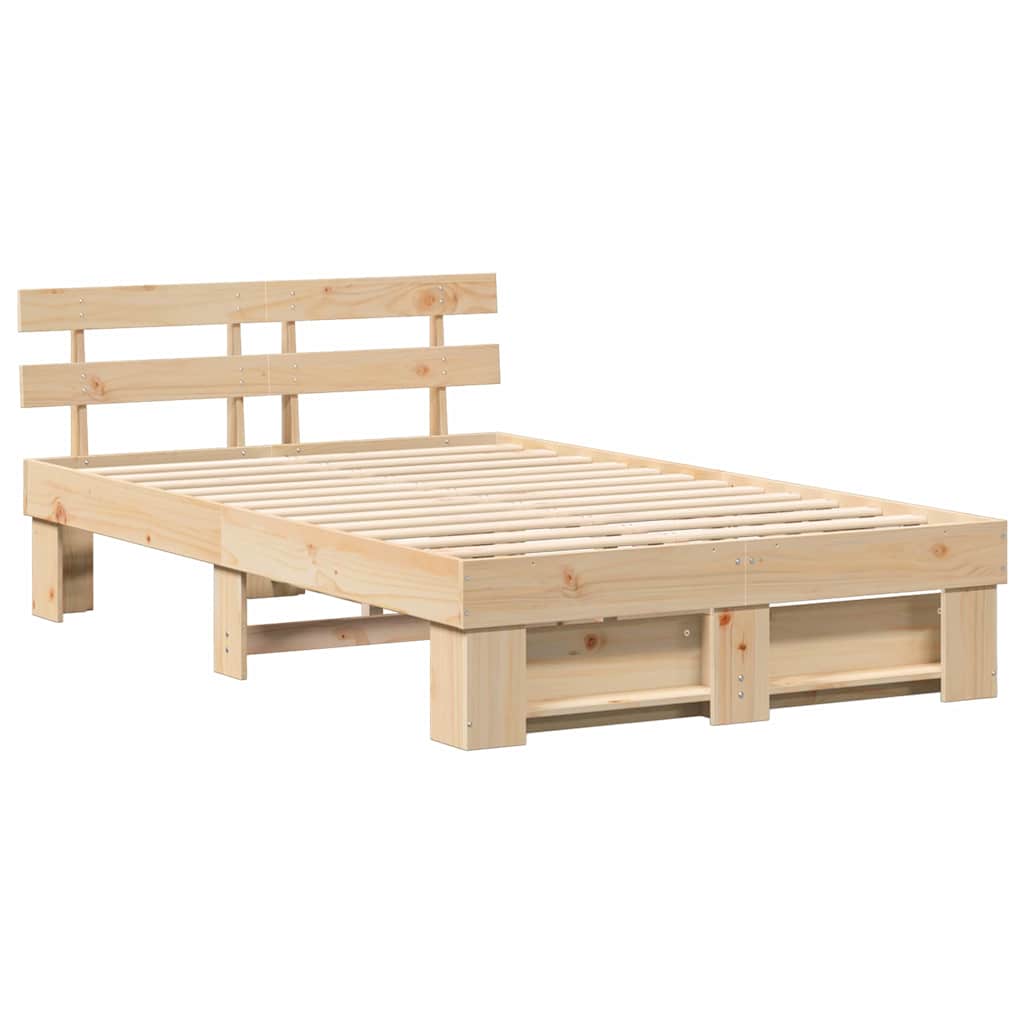 vidaXL Ramka łóżka Brązowy 140 x 190 cm Lite drewno sosnowe