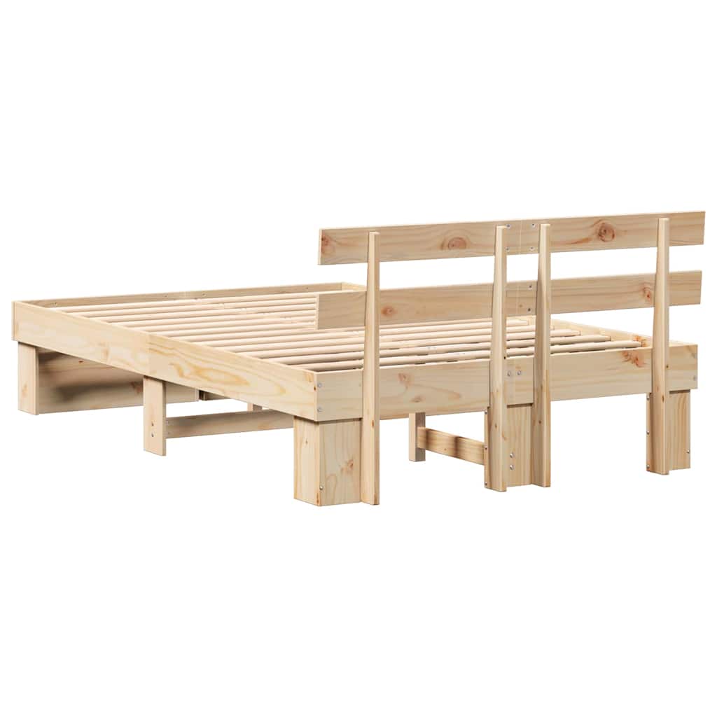 vidaXL Ramka łóżka Brązowy 140 x 190 cm Lite drewno sosnowe