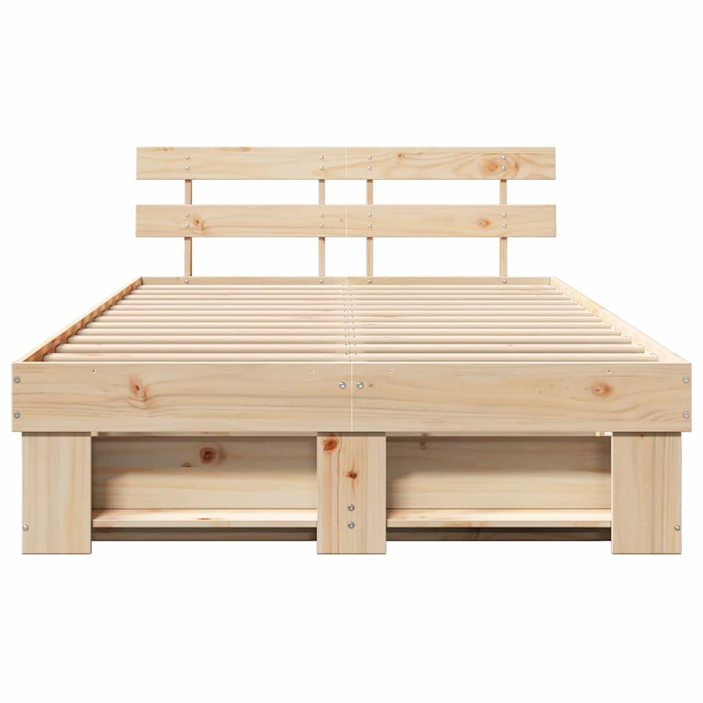 vidaXL Ramka łóżka Brązowy 140 x 190 cm Lite drewno sosnowe