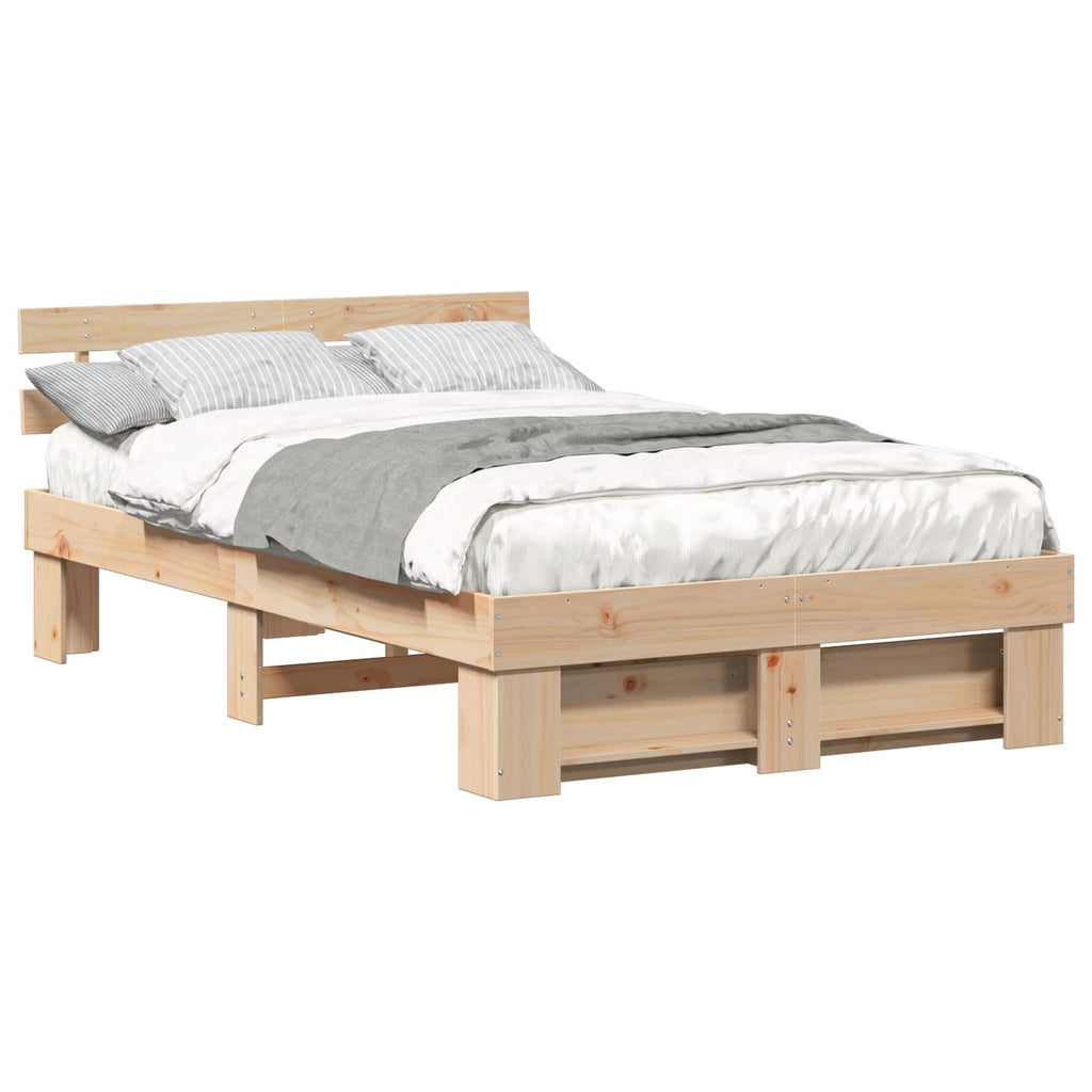 vidaXL Ramka łóżka Brązowy 135 x 190 cm Lite drewno sosnowe