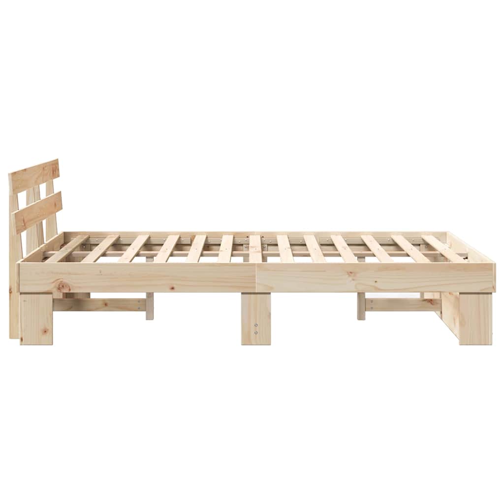 vidaXL Ramka łóżka Brązowy 135 x 190 cm Lite drewno sosnowe