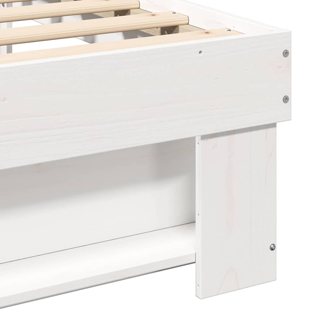 vidaXL Ramka łóżka Z zagłówkiem Biały 135 x 190 cm Lite drewno sosnowe