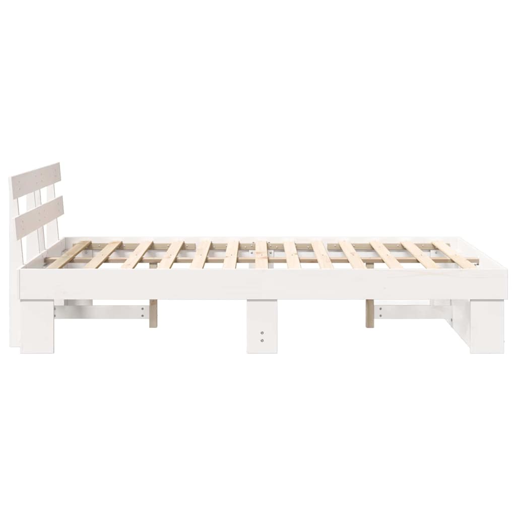 vidaXL Ramka łóżka Z zagłówkiem Biały 120 x 190 cm Lite drewno sosnowe
