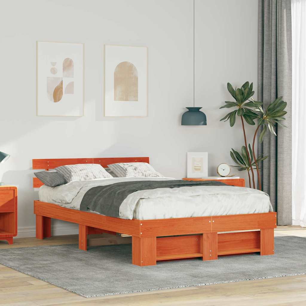 vidaXL Ramka łóżka Woskowy Brąz 120 x 190 cm Lite drewno sosnowe