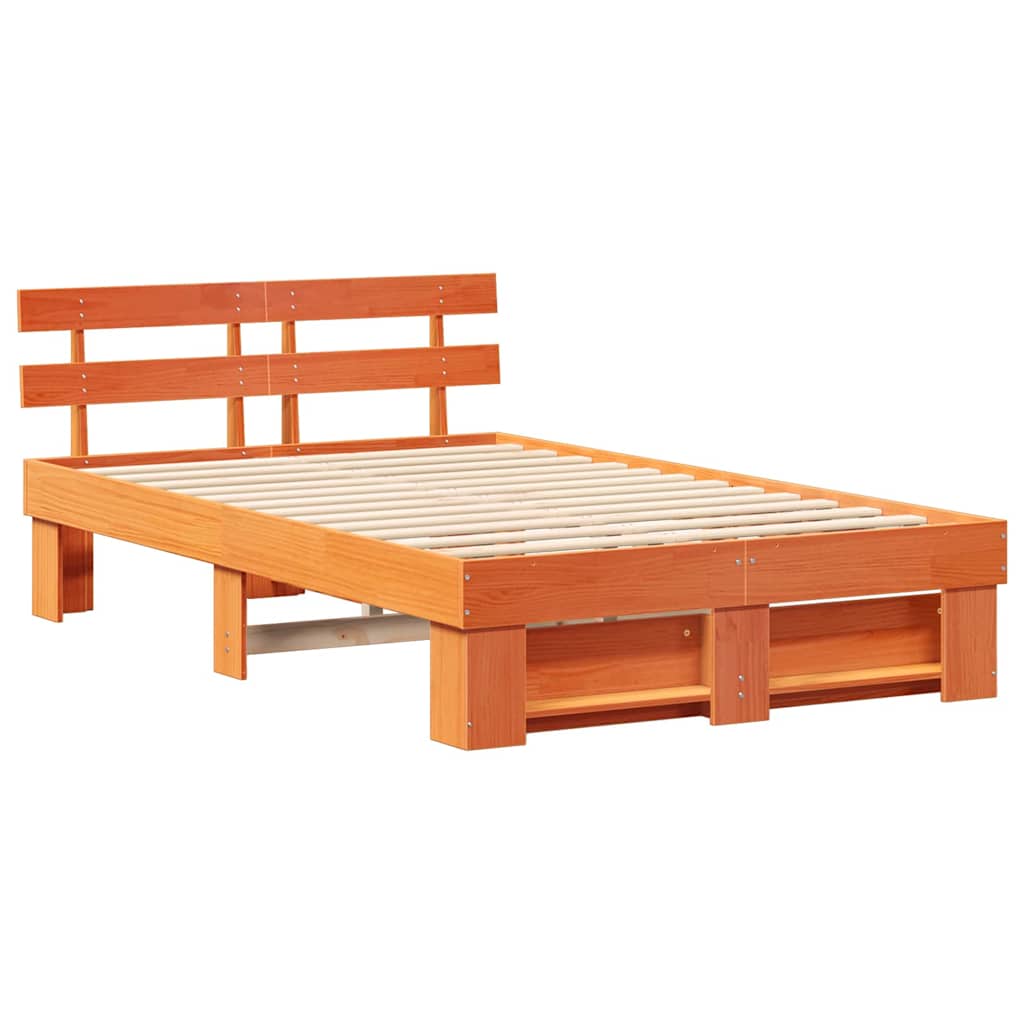 vidaXL Ramka łóżka Woskowy Brąz 120 x 190 cm Lite drewno sosnowe