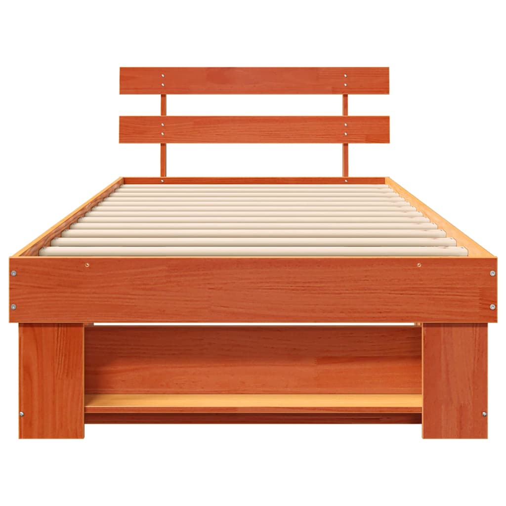 vidaXL Ramka łóżka Woskowy Brąz 100 x 200 cm Lite drewno sosnowe