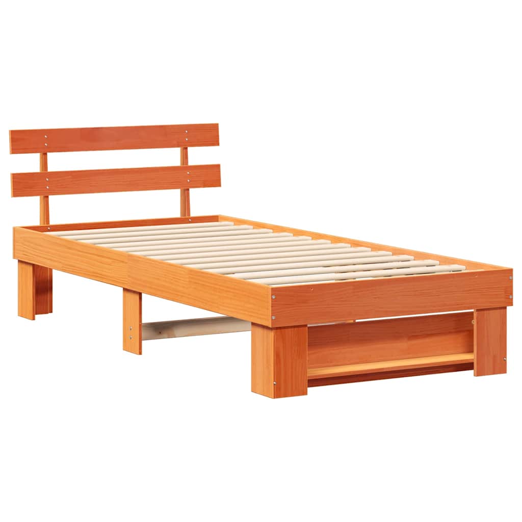 vidaXL Ramka łóżka Woskowy Brąz 90 x 200 cm Lite drewno sosnowe