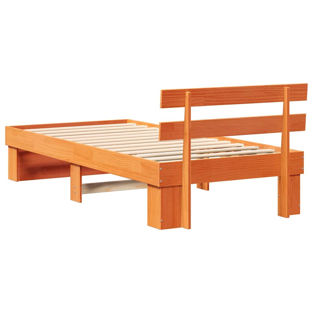 vidaXL Ramka łóżka Woskowy Brąz 90 x 200 cm Lite drewno sosnowe