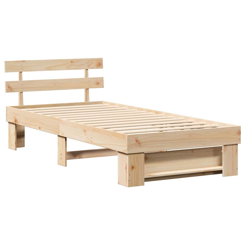 vidaXL Ramka łóżka Brązowy 80 x 200 cm Lite drewno sosnowe