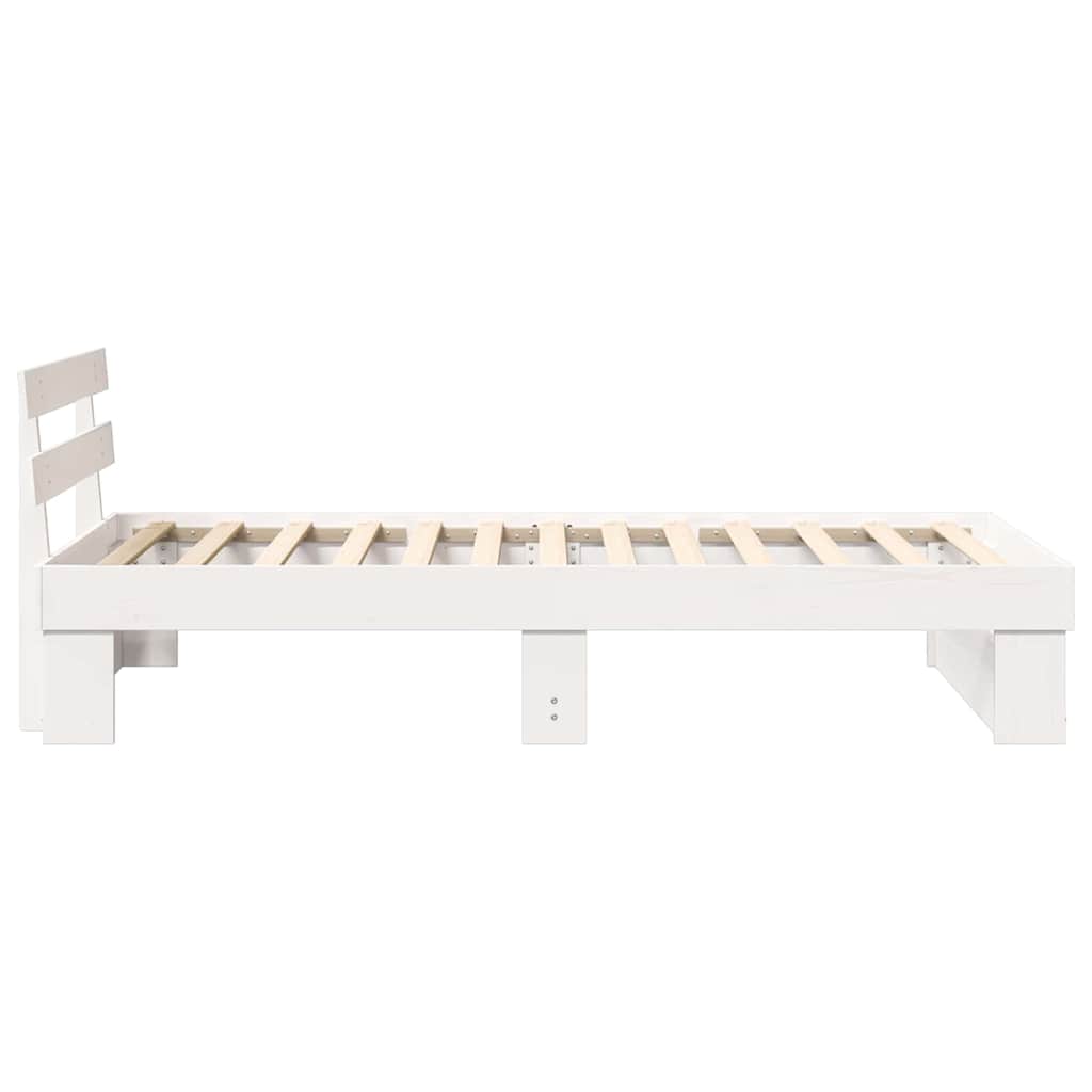 vidaXL Ramka łóżka Z zagłówkiem Biały 80 x 200 cm Lite drewno sosnowe