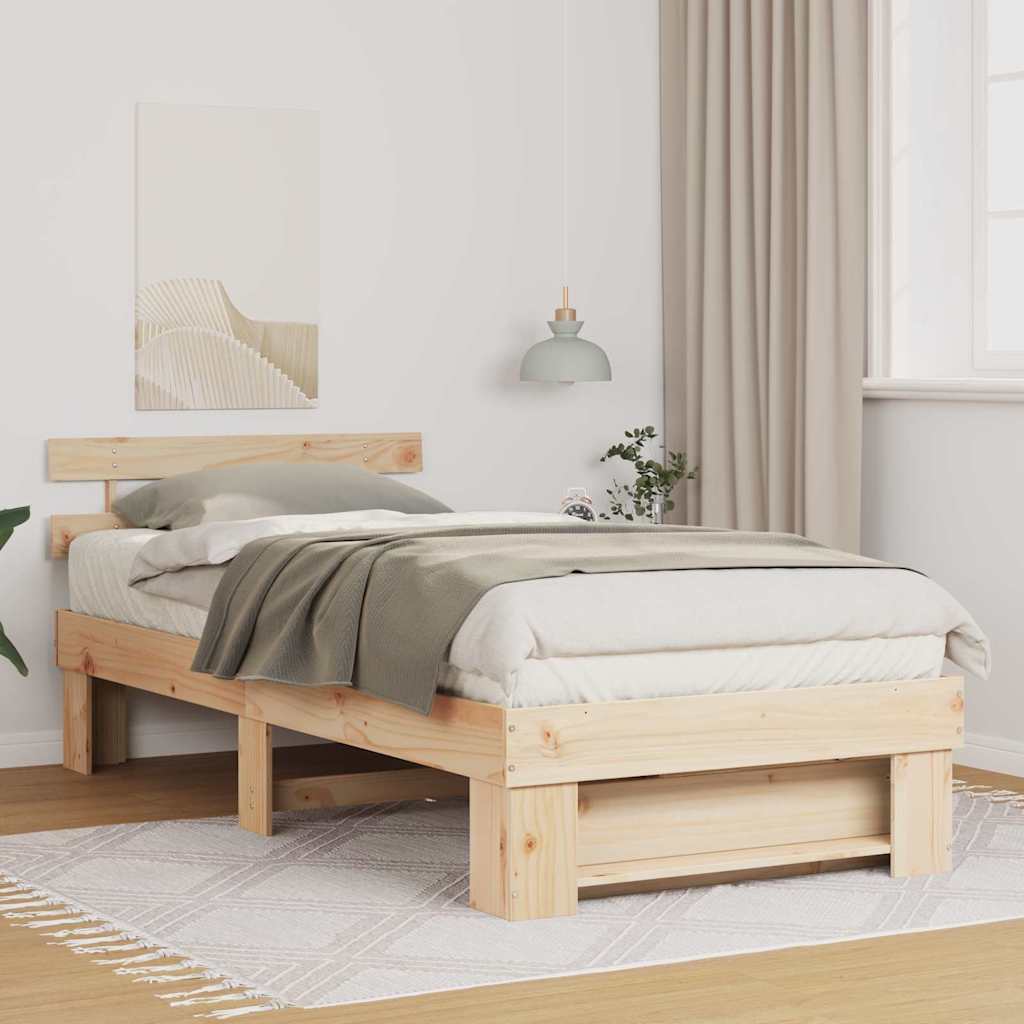 vidaXL Ramka łóżka Brązowy 90 x 190 cm Lite drewno sosnowe