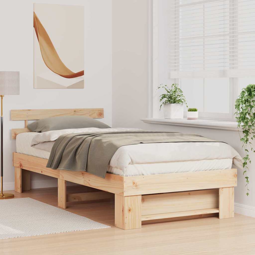 vidaXL Ramka łóżka Brązowy 90 x 190 cm Lite drewno sosnowe