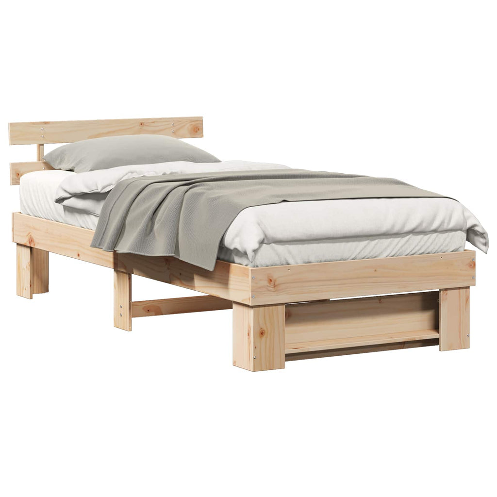 vidaXL Ramka łóżka Brązowy 90 x 190 cm Lite drewno sosnowe
