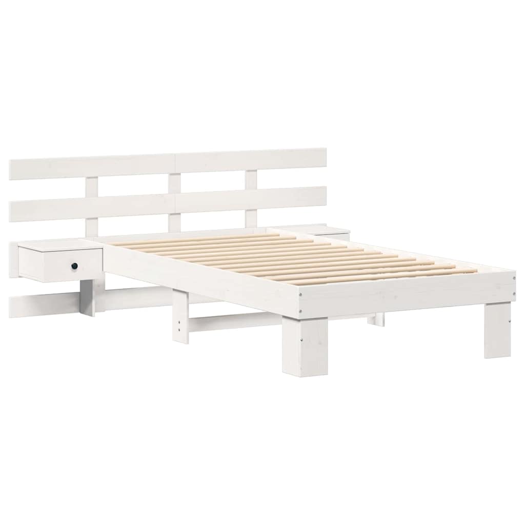 vidaXL Ramka łóżka Z zagłówkiem Biały 100 x 200 cm Lite drewno sosnowe