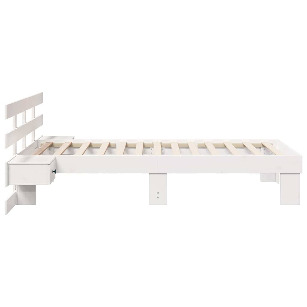 vidaXL Ramka łóżka Z zagłówkiem Biały 90 x 200 cm Lite drewno sosnowe