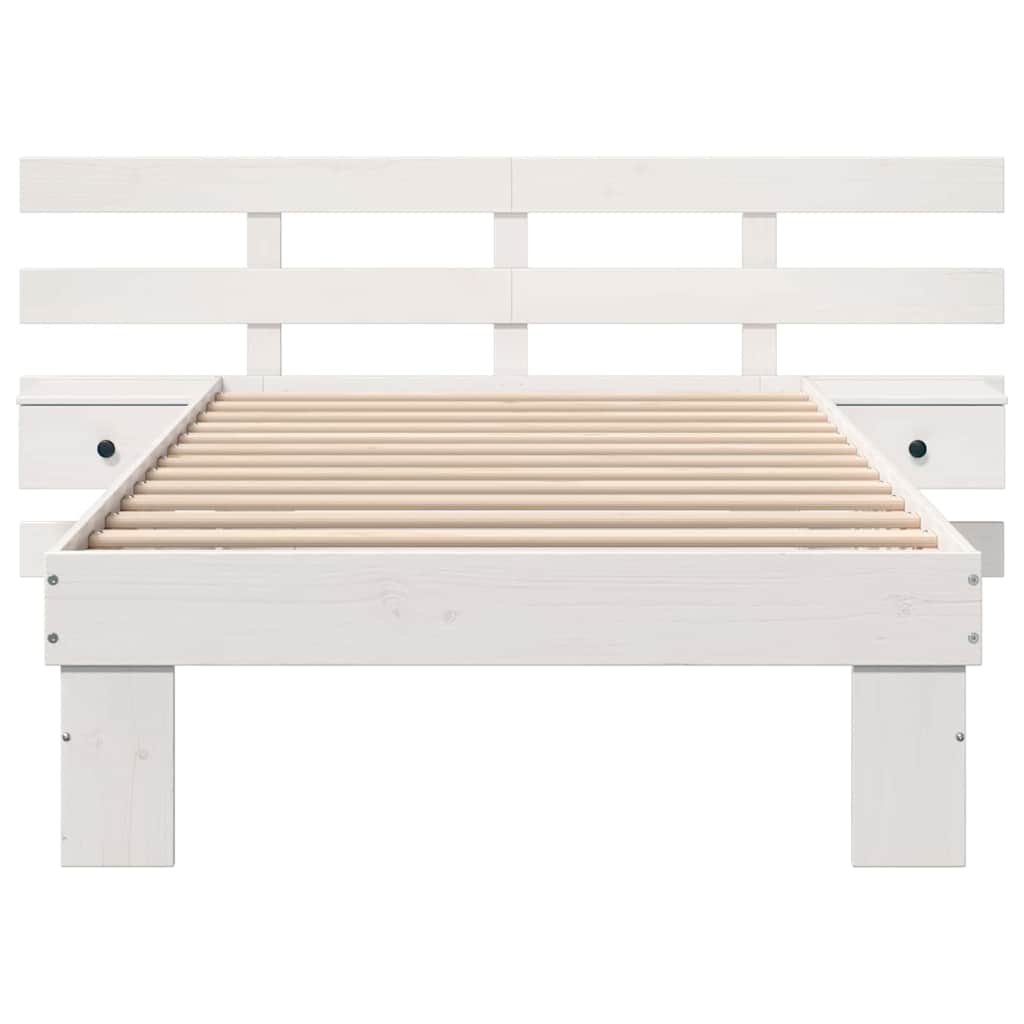 vidaXL Ramka łóżka Z zagłówkiem Biały 80 x 200 cm Lite drewno sosnowe
