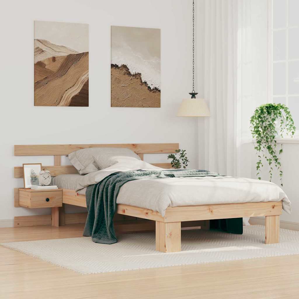 vidaXL Ramka łóżka Brązowy 90 x 190 cm Lite drewno sosnowe