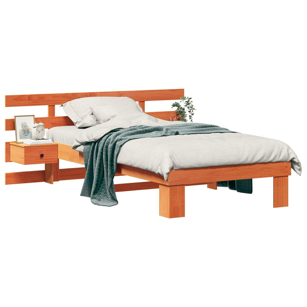 vidaXL Ramka łóżka Woskowy Brąz 75 x 190 cm Lite drewno sosnowe