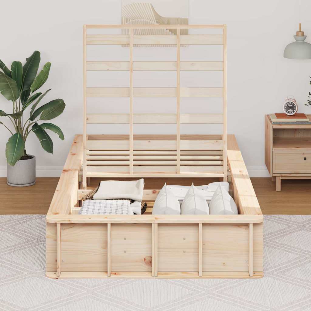 vidaXL Ramka łóżka Woskowy Brąz 75 x 190 cm Lite drewno sosnowe
