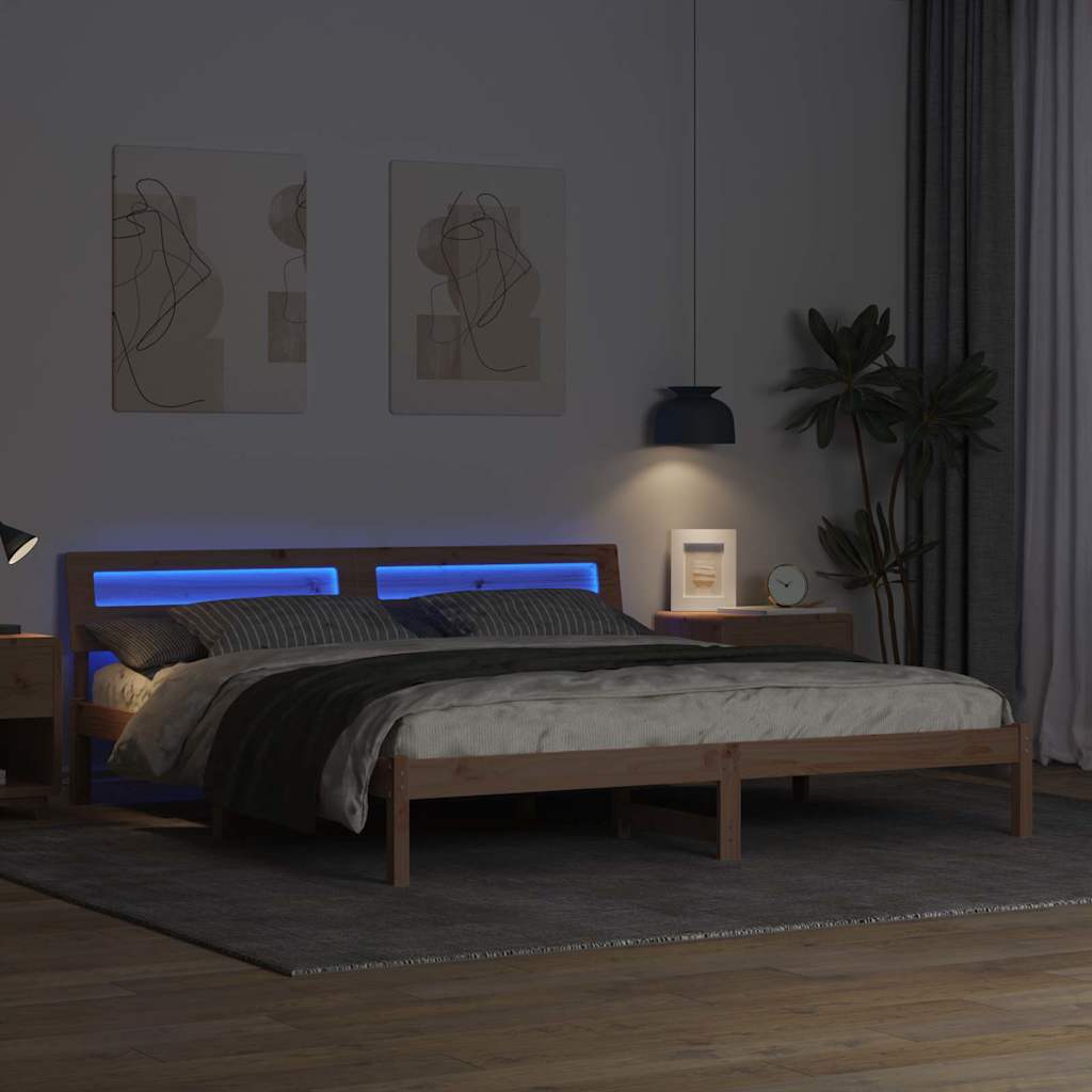 vidaXL Ramka łóżka Brązowy 180 x 200 cm Lite drewno sosnowe