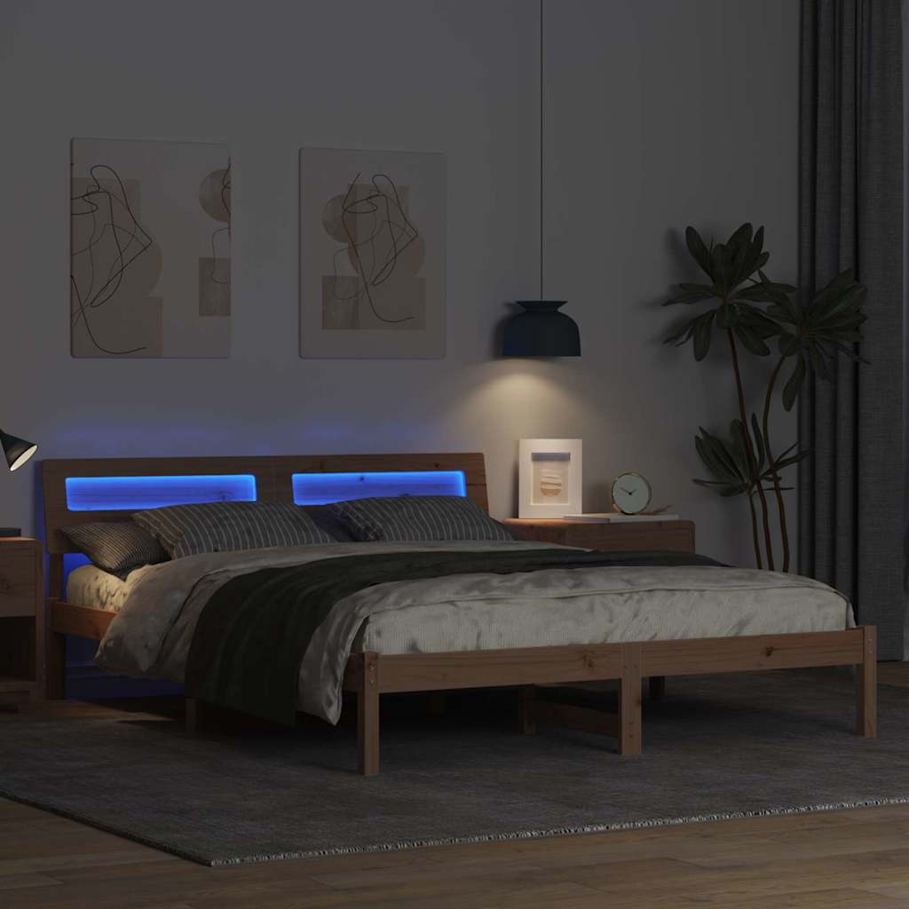 vidaXL Ramka łóżka Brązowy 160 x 200 cm Lite drewno sosnowe