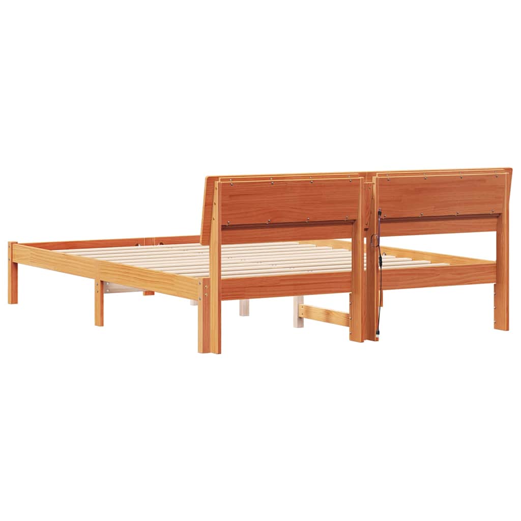 vidaXL Ramka łóżka Woskowy Brąz 160 x 200 cm Lite drewno sosnowe