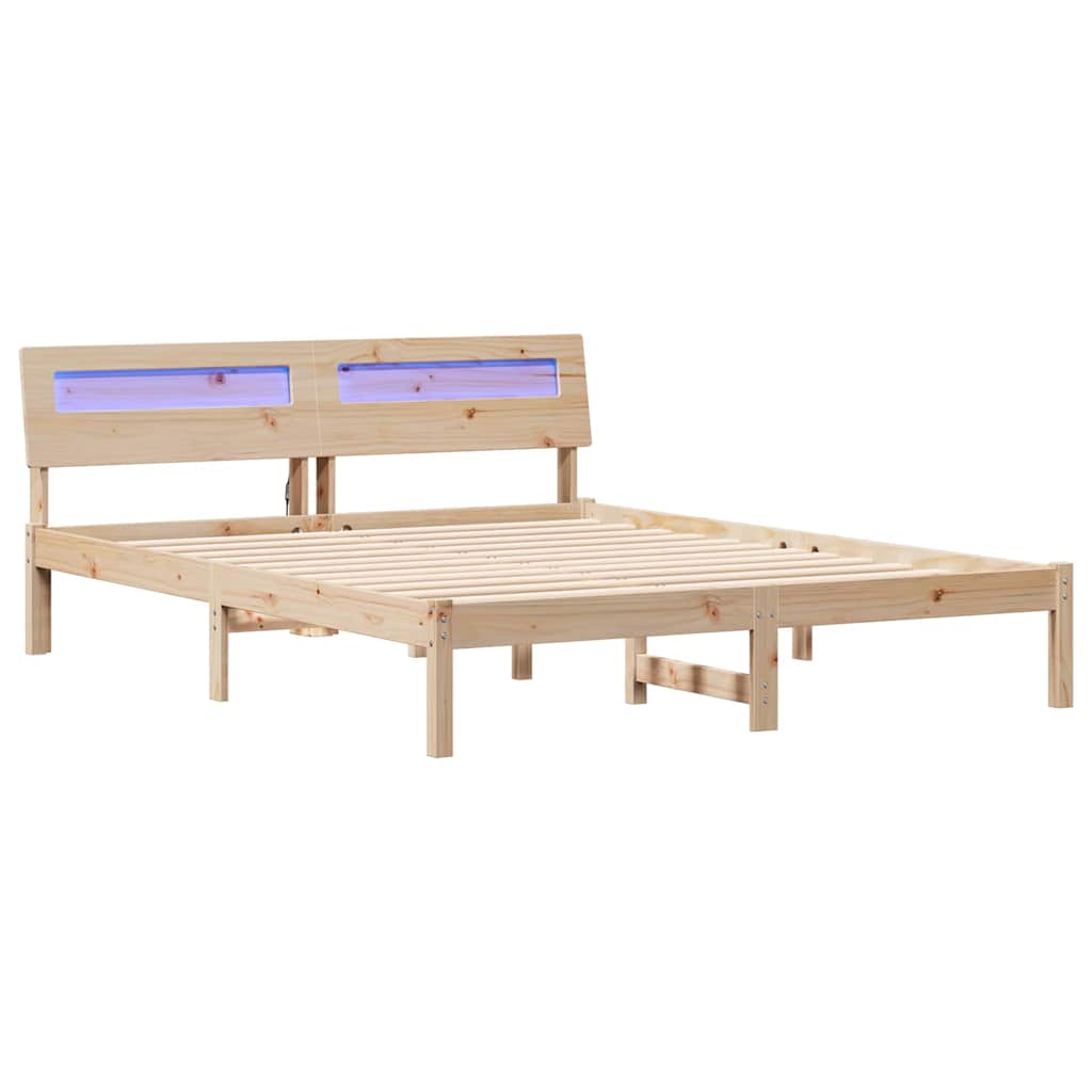 vidaXL Ramka łóżka Brązowy 150 x 200 cm Lite drewno sosnowe