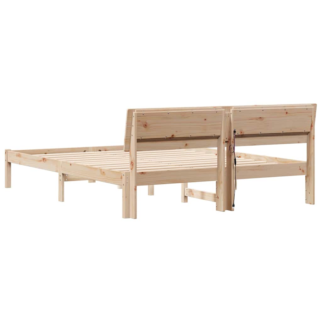 vidaXL Ramka łóżka Brązowy 150 x 200 cm Lite drewno sosnowe