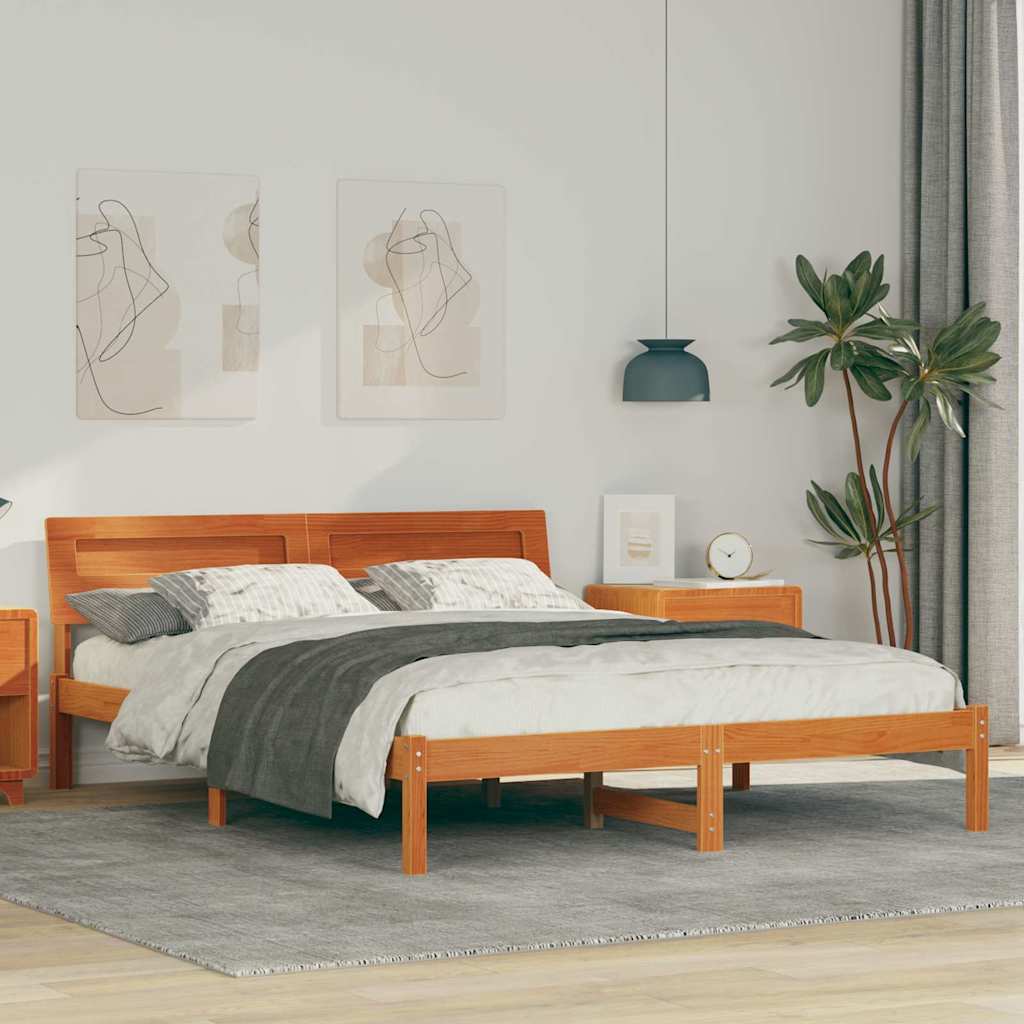 vidaXL Ramka łóżka Woskowy Brąz 150 x 200 cm Lite drewno sosnowe
